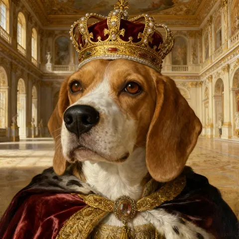 Beagle portrait in renaissance royal style